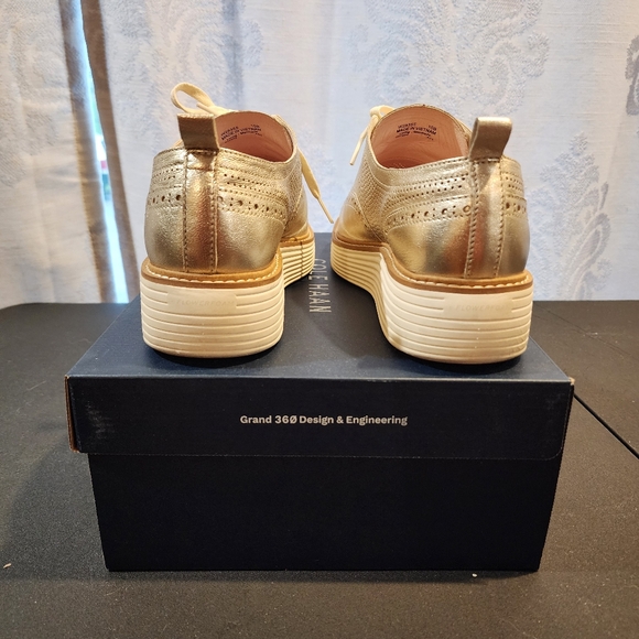 Womens Cole Haan Originalgrand Oxford Platform, Sz 10, Gold - Picture 3 of 4